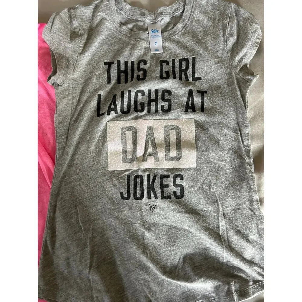 Justice pink donut shirt grey dad jokes grey flip sequin tank size 8